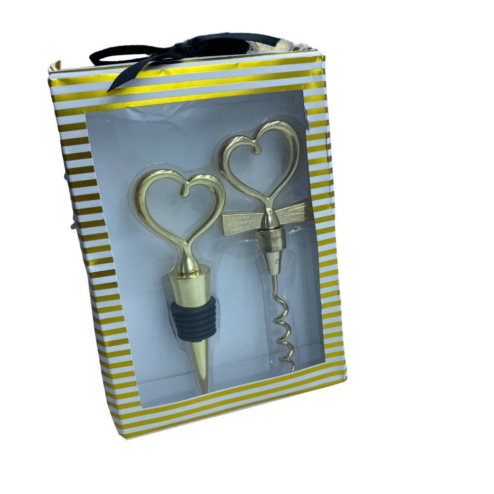 NEW Kate Aspen Gold‎ Hearts Love Romance Corkscrew and Wine Bottle Stopper